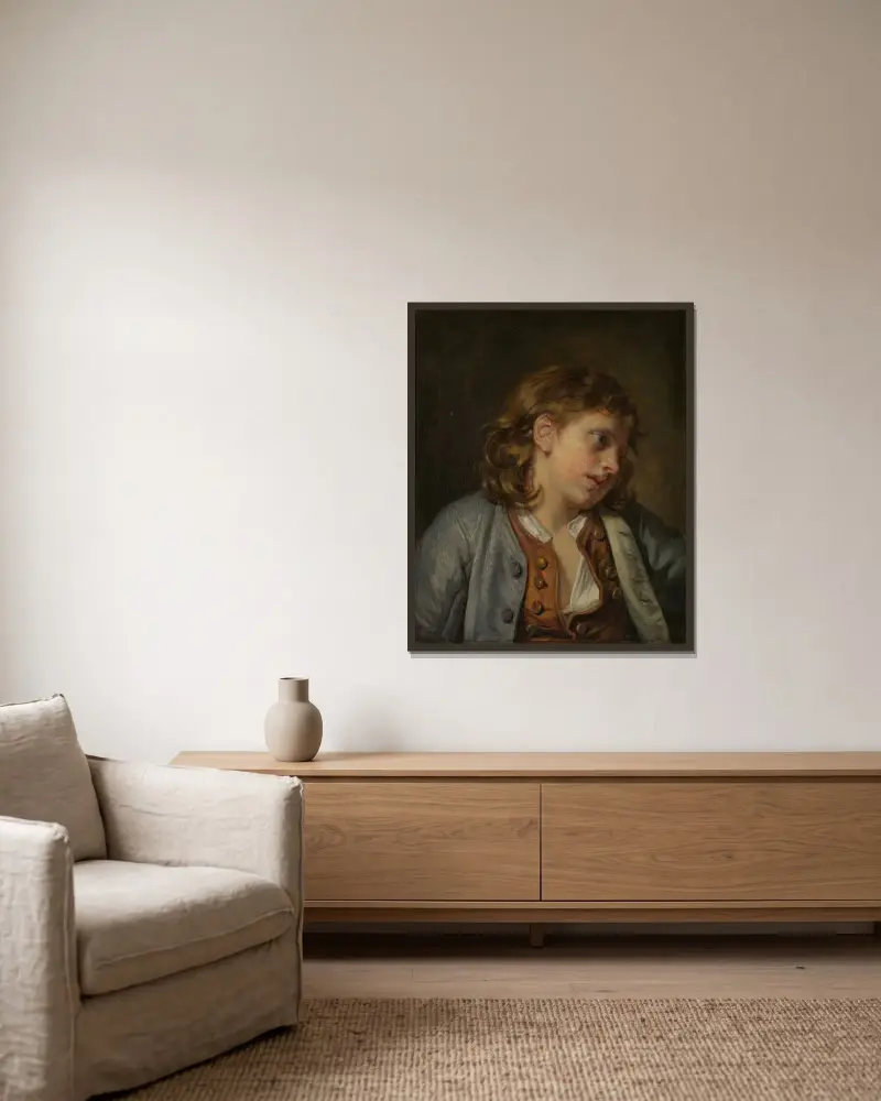 Bildnis eines jungen Knaben, 1763 von Jean-Baptiste Greuze gerahmt an einer Wand