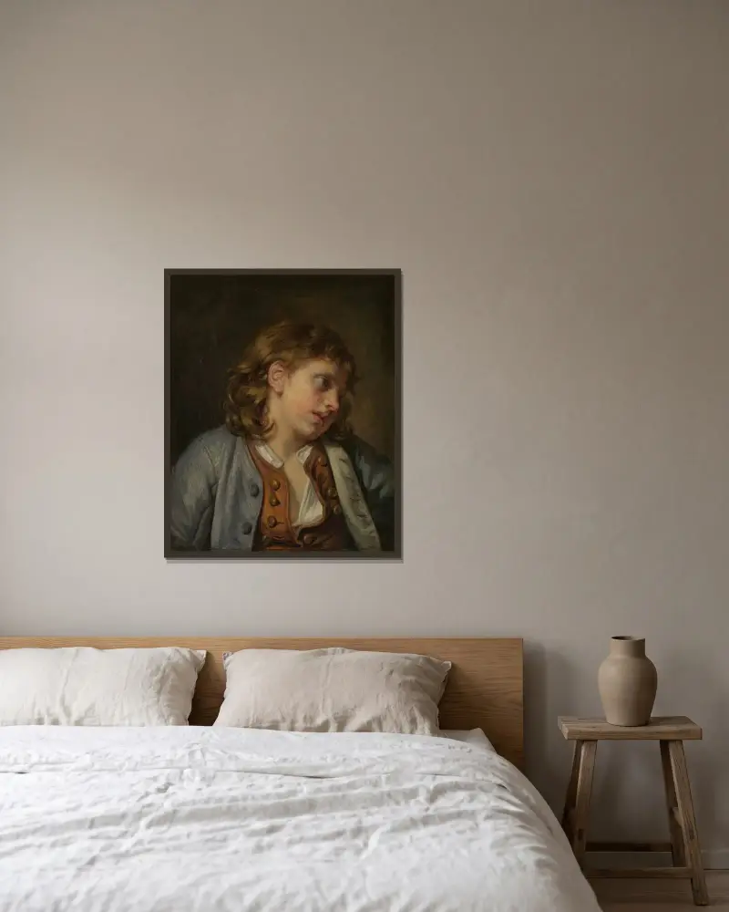 Bildnis eines jungen Knaben, 1763 von Jean-Baptiste Greuze gerahmt an einer Wand