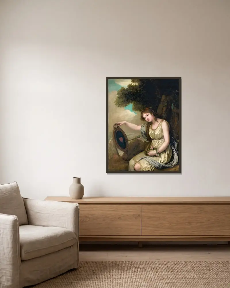 Sittande ung flicka av Jean-Baptiste Greuze inramad på en vägg