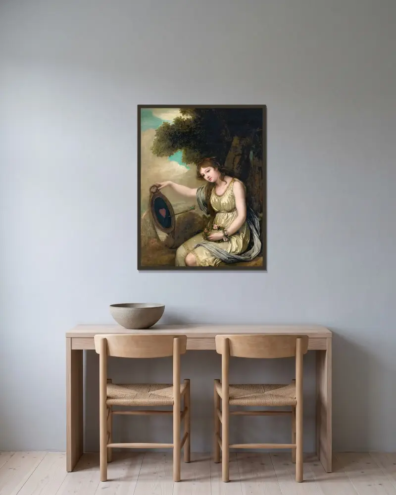 Sittande ung flicka av Jean-Baptiste Greuze inramad på en vägg