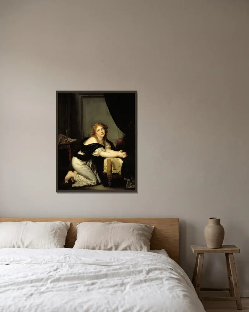 Morgonbönen av Jean-Baptiste Greuze inramad på en vägg