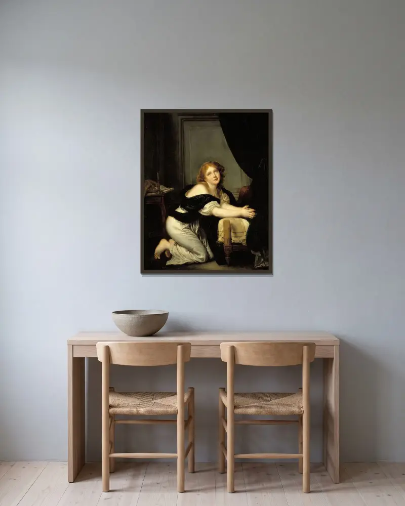 Morgonbönen av Jean-Baptiste Greuze inramad på en vägg