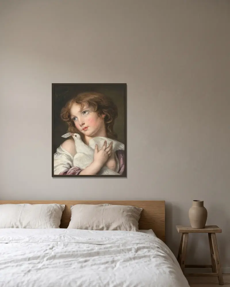 Kärleksbrevet av Jean-Baptiste Greuze inramad på en vägg