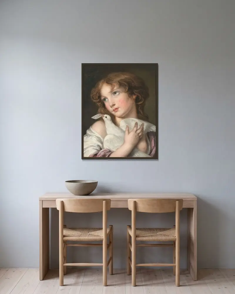 Kärleksbrevet av Jean-Baptiste Greuze inramad på en vägg