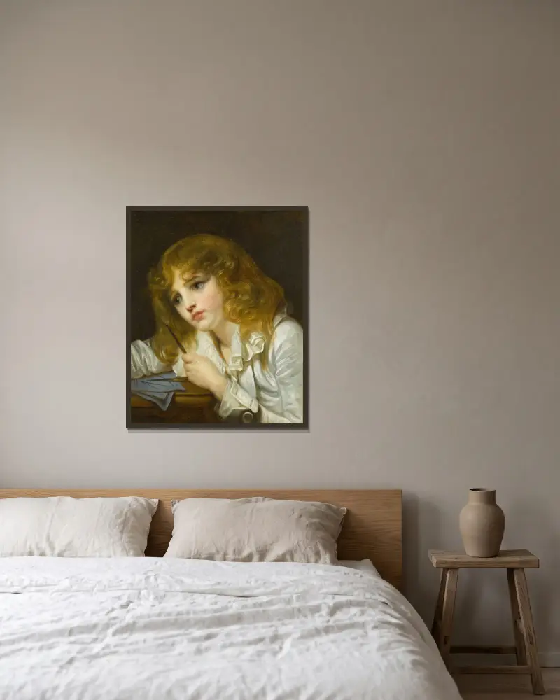 Den lille matematikern av Jean-Baptiste Greuze inramad på en vägg