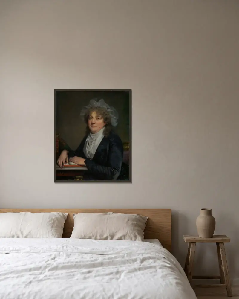 Madame Jean-Baptiste Nicolet (Anne Antoinette Desmoulins, 1743–1817) av Jean-Baptiste Greuze inramad på en vägg
