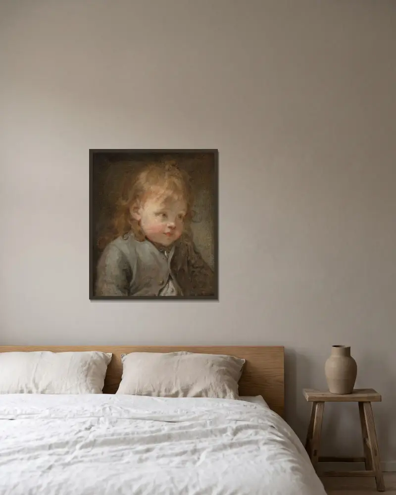 Porträtt av en ung pojke av Jean-Baptiste Greuze inramad på en vägg