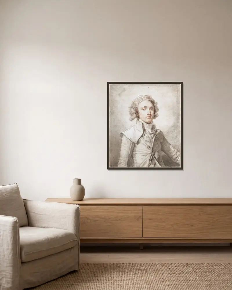 Porträtt av en ung gentleman av Jean-Baptiste Greuze inramad på en vägg