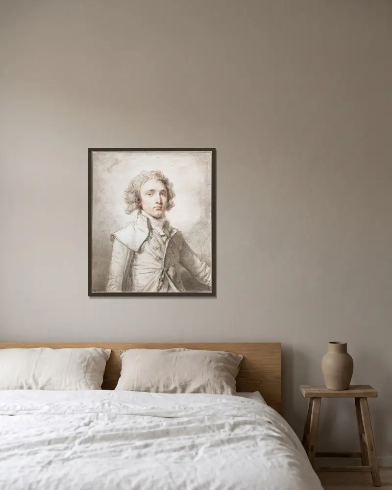 Porträtt av en ung gentleman av Jean-Baptiste Greuze inramad på en vägg