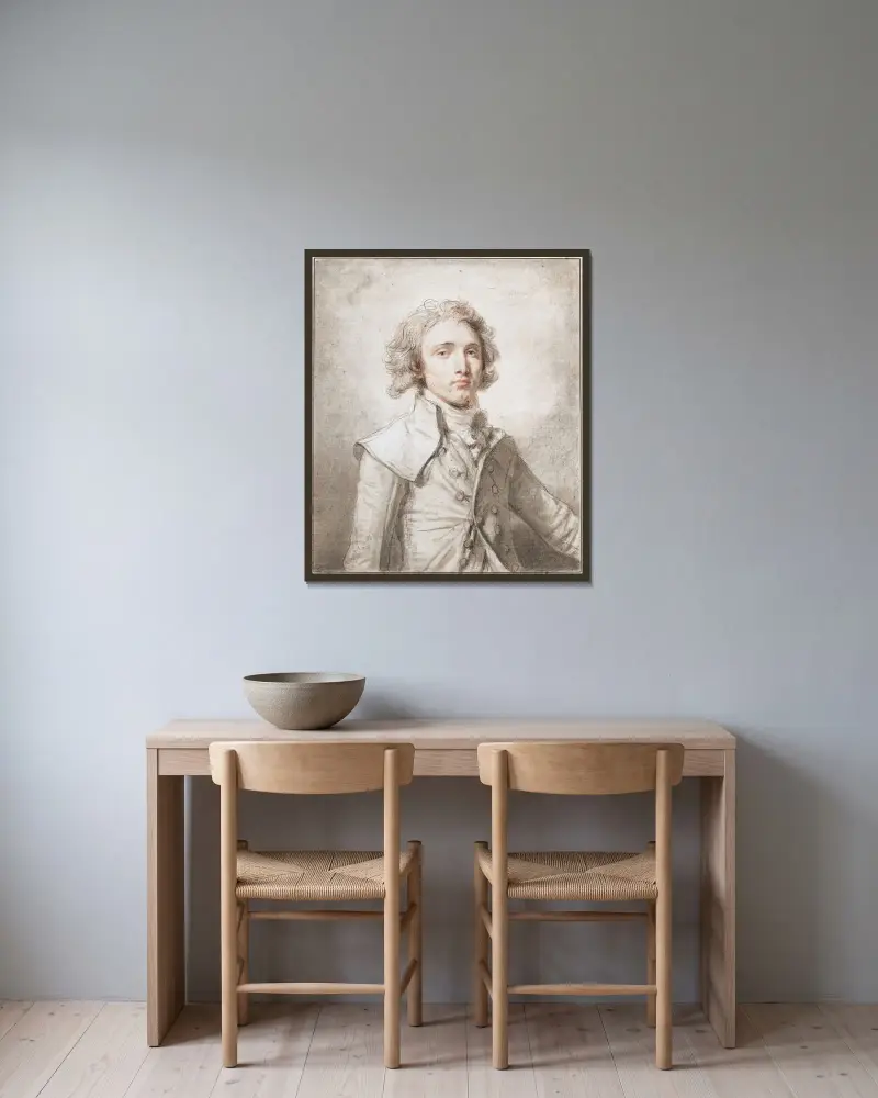 Porträtt av en ung gentleman av Jean-Baptiste Greuze inramad på en vägg