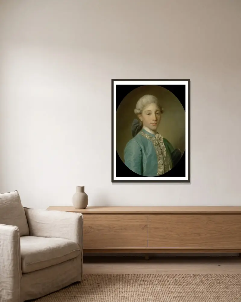 Portrait of the Marquis de Saint-Paul av Jean-Baptiste Greuze inramad på en vägg