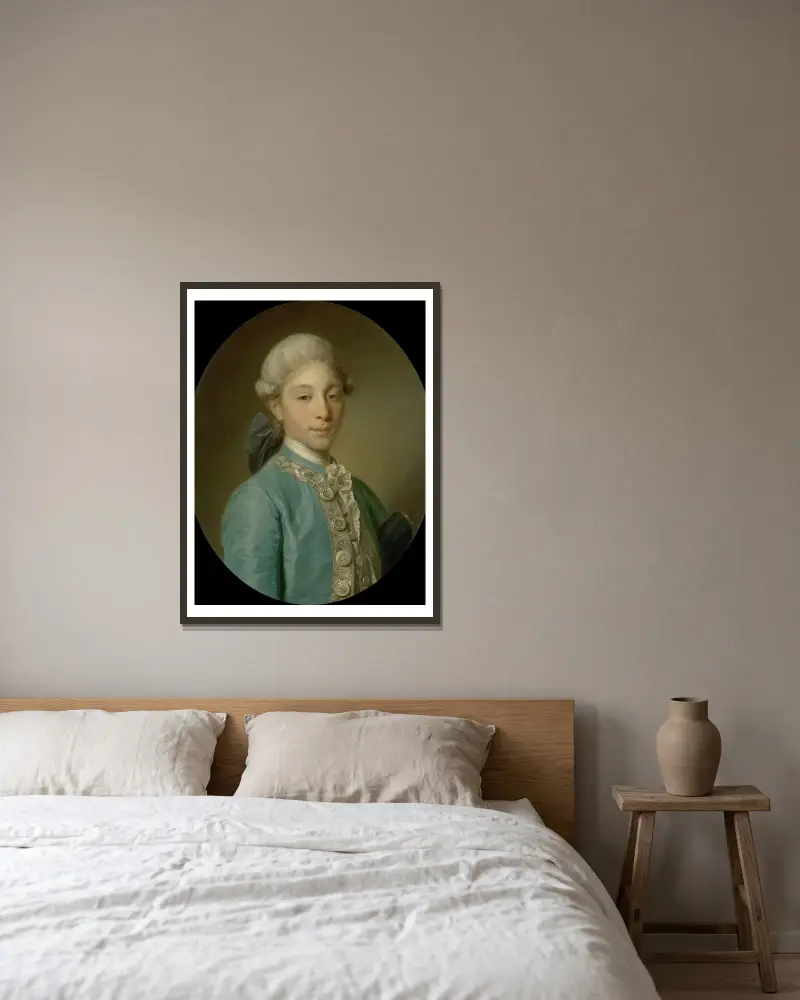 Portrait of the Marquis de Saint-Paul av Jean-Baptiste Greuze inramad på en vägg