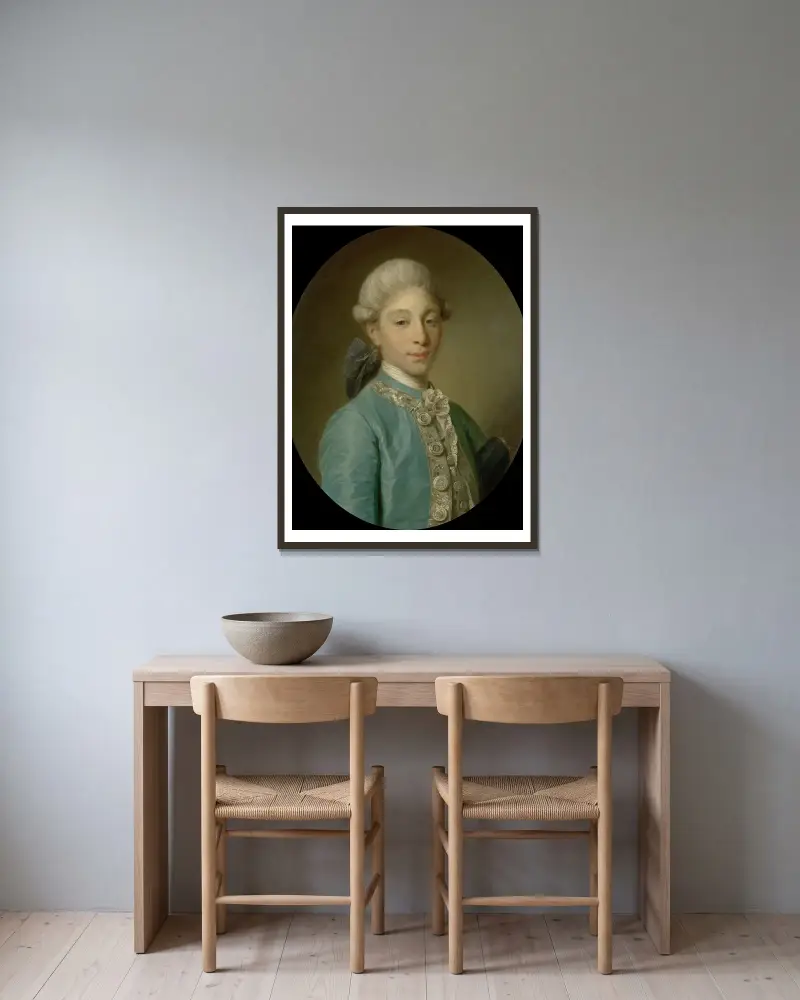 Portrait of the Marquis de Saint-Paul av Jean-Baptiste Greuze inramad på en vägg