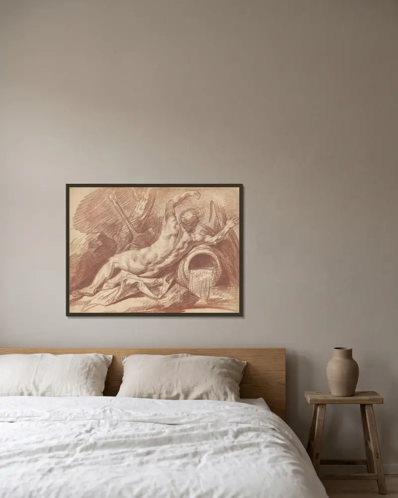 Liggande flodgud av Jean-Baptiste Greuze inramad på en vägg