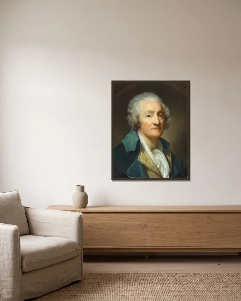 Självporträtt av Jean-Baptiste Greuze inramad på en vägg