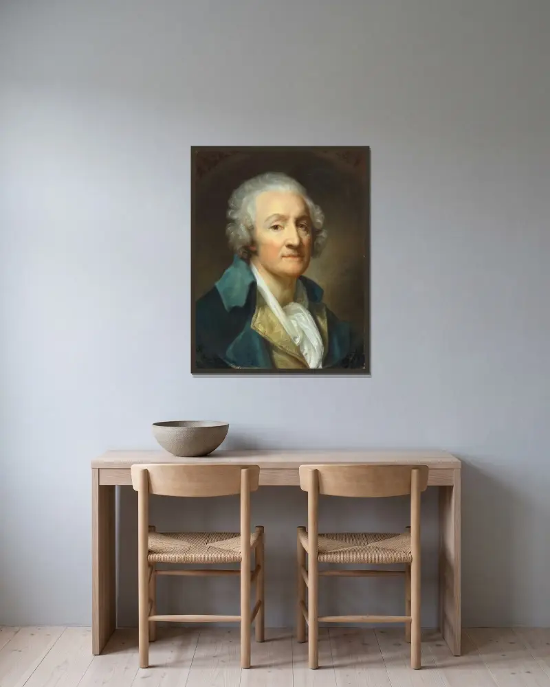 Självporträtt av Jean-Baptiste Greuze inramad på en vägg