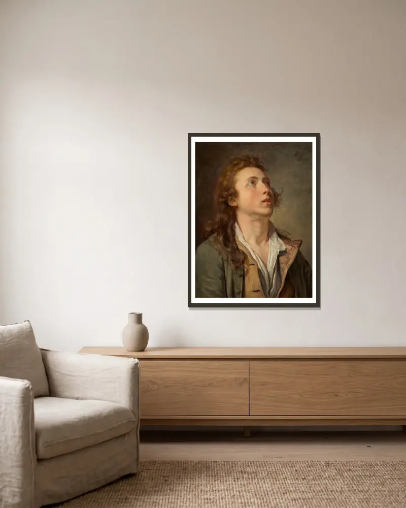 Study Of A Young Man av Jean-Baptiste Greuze inramad på en vägg