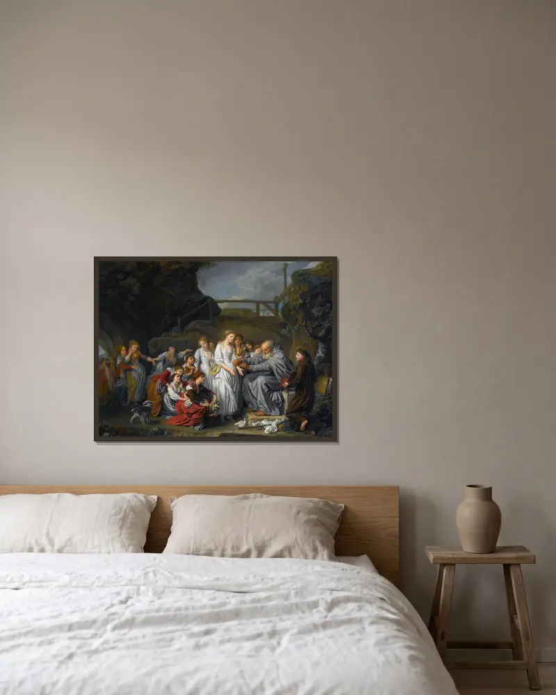 Der Eremit von Jean-Baptiste Greuze gerahmt an einer Wand