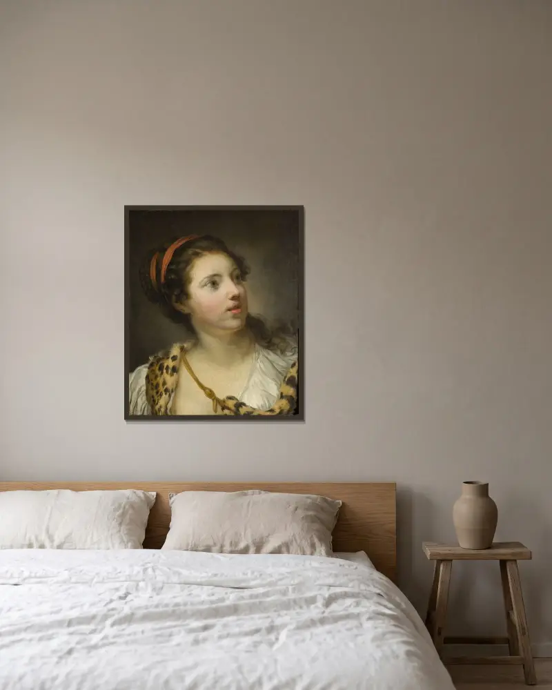 Nymfen Callisto av Jean-Baptiste Greuze inramad på en vägg