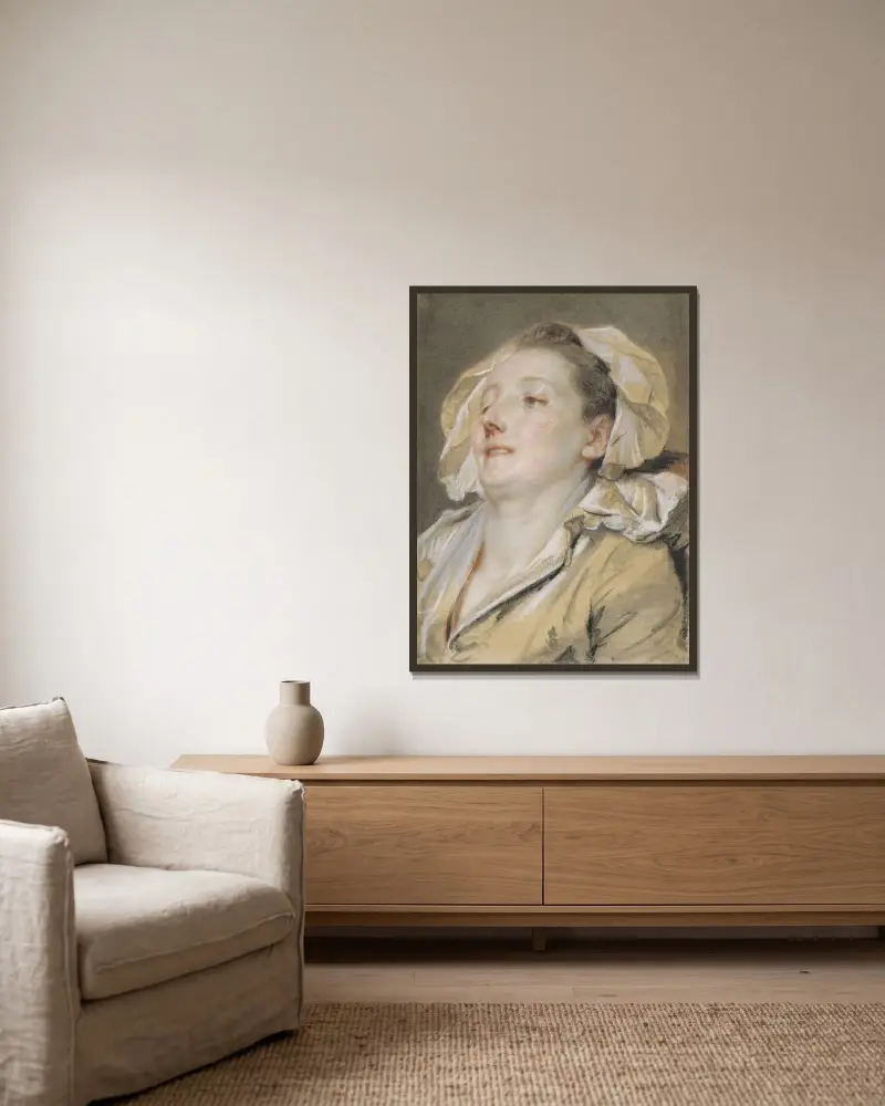 Den älskade modern av Jean-Baptiste Greuze inramad på en vägg