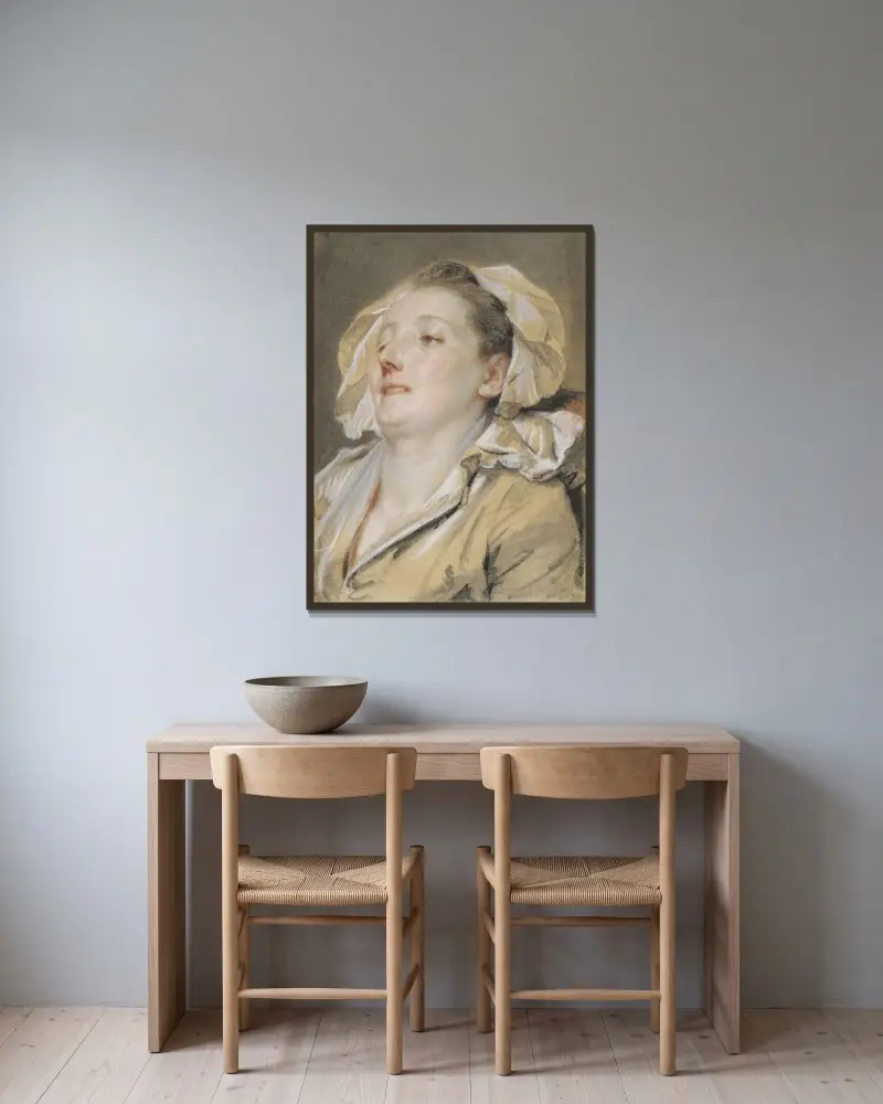 Den älskade modern av Jean-Baptiste Greuze inramad på en vägg