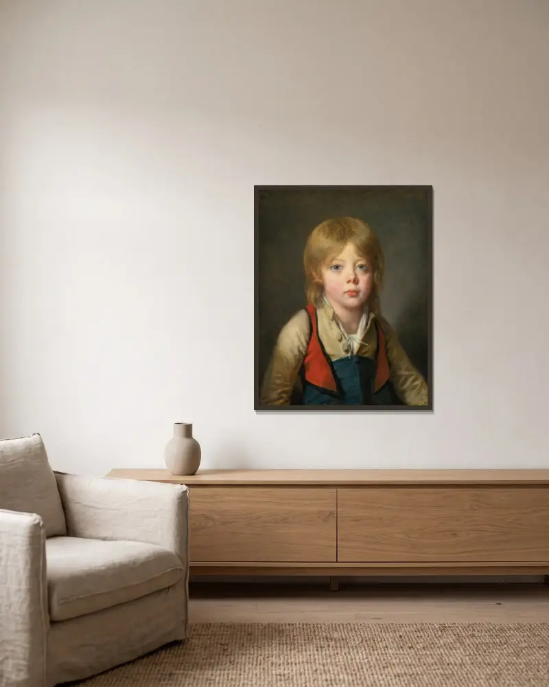 Ung bondpojke av Jean-Baptiste Greuze inramad på en vägg