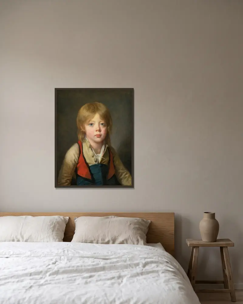 Ung bondpojke av Jean-Baptiste Greuze inramad på en vägg