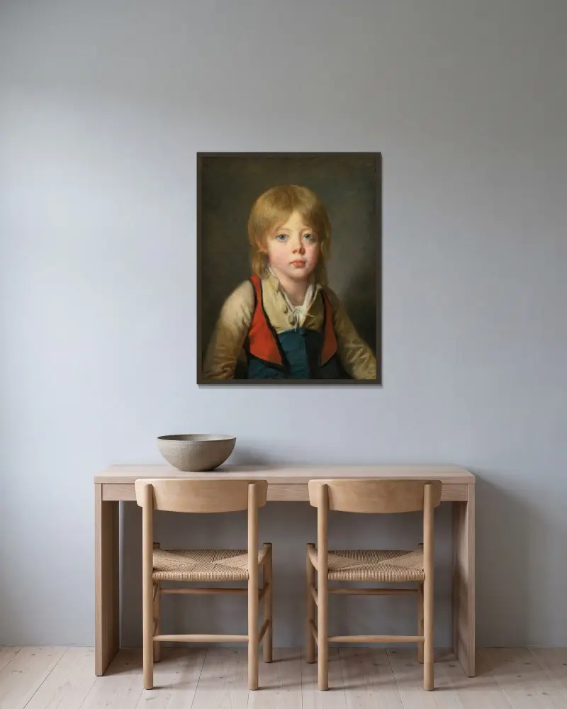 Ung bondpojke av Jean-Baptiste Greuze inramad på en vägg