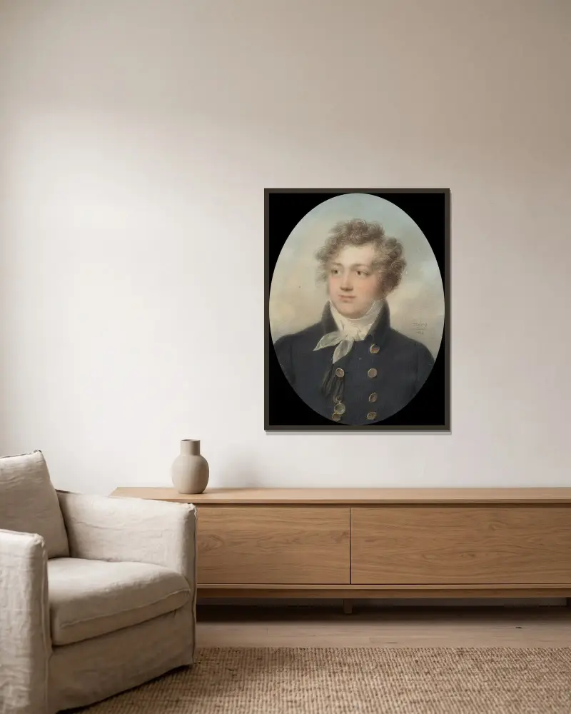 Portrait of a Man, possibly Alexander I, Emperor of Russia av Jean-Baptiste Isabey inramad på en vägg