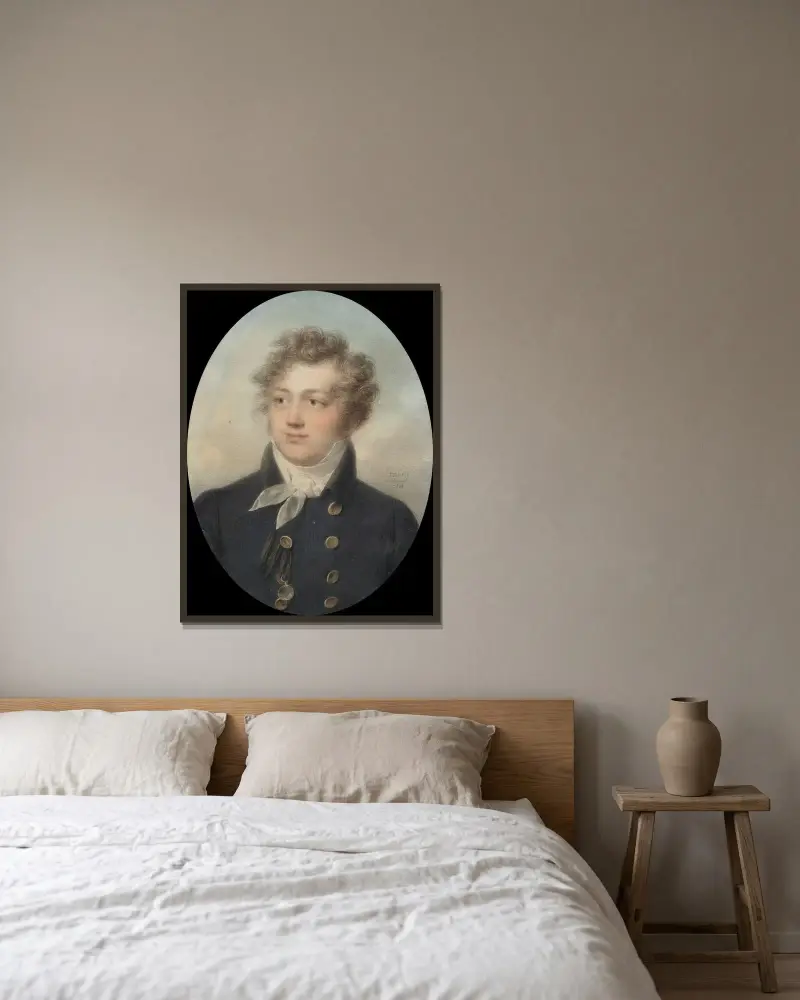 Portrait of a Man, possibly Alexander I, Emperor of Russia av Jean-Baptiste Isabey inramad på en vägg