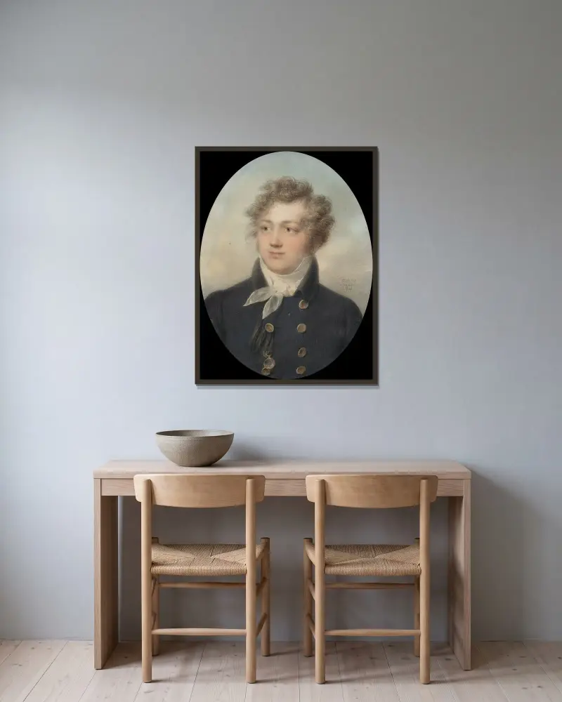 Portrait of a Man, possibly Alexander I, Emperor of Russia av Jean-Baptiste Isabey inramad på en vägg