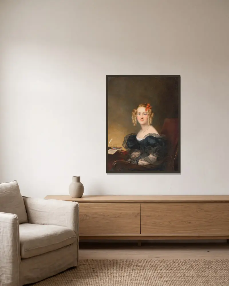 Portrait of a Woman av Jean-Baptiste Isabey inramad på en vägg