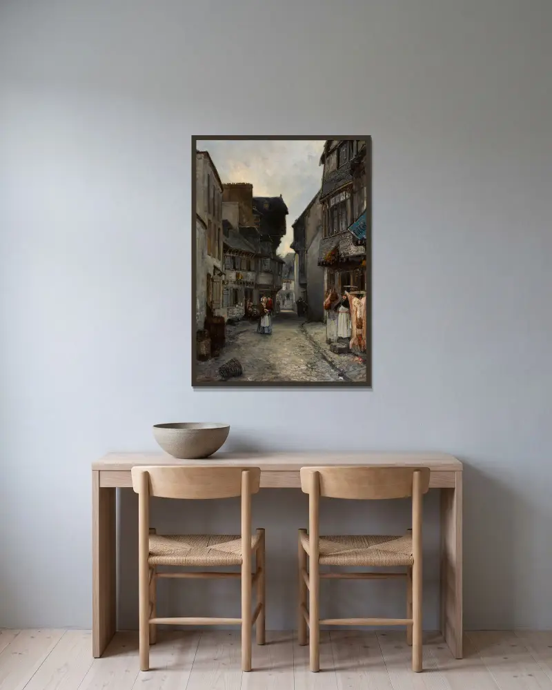 Ulica w Landerneau, Johan Barthold Jongkind w ramie na ścianie