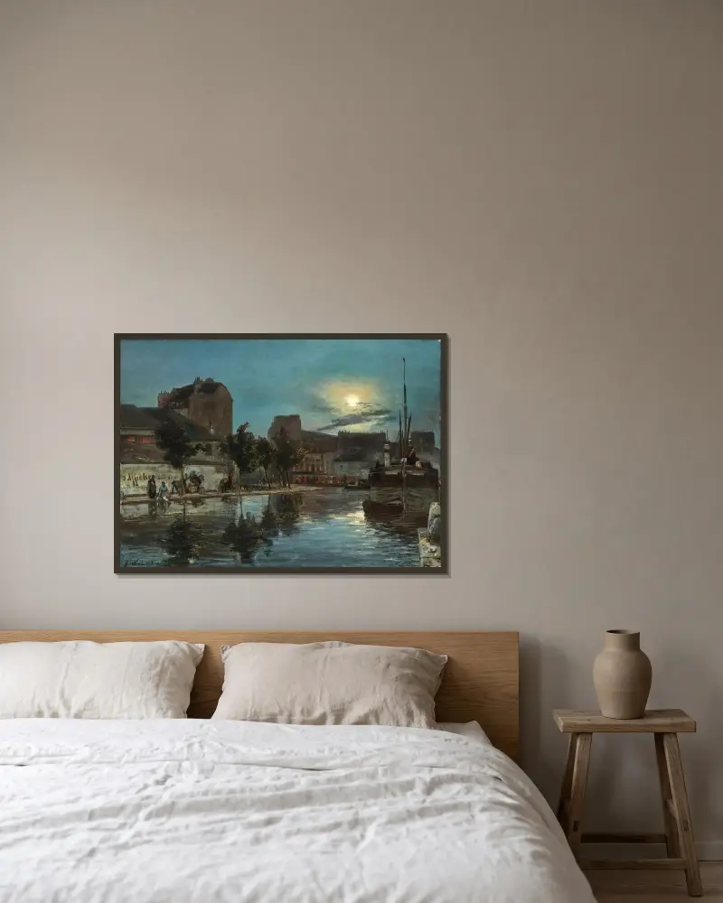 Canal Saint-Martin av Johan Barthold Jongkind inramad på en vägg