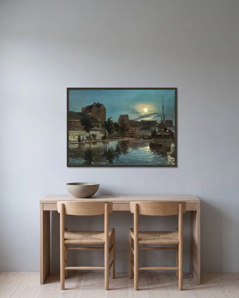 Canal Saint-Martin av Johan Barthold Jongkind inramad på en vägg