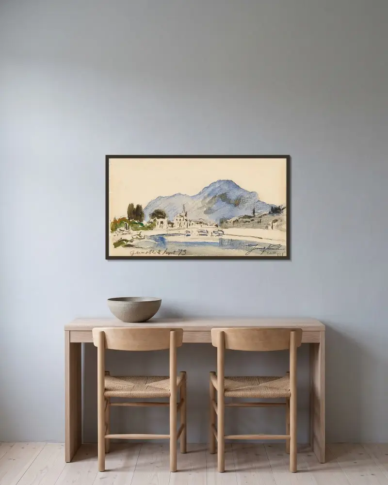 Omgivningar kring Grenoble av Johan Barthold Jongkind inramad på en vägg
