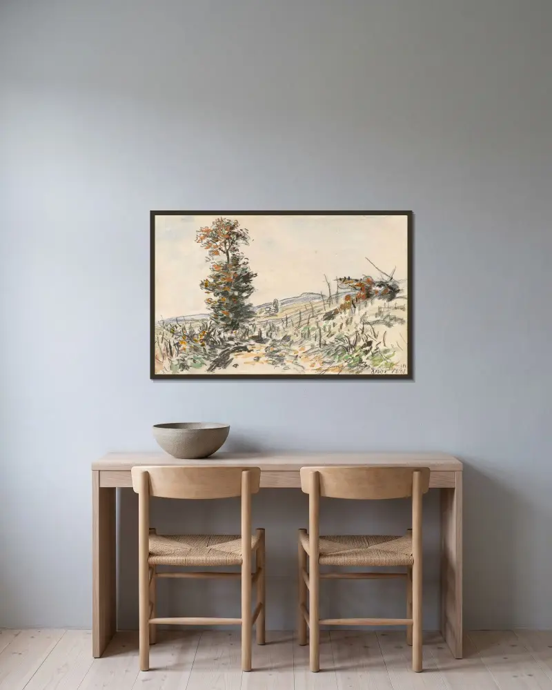 Omgivningar kring La Côte-Saint-André på hösten, Dauphiné av Johan Barthold Jongkind inramad på en vägg