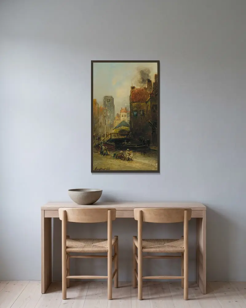 Haagse Veere, Rotterdam av Johan Barthold Jongkind inramad på en vägg