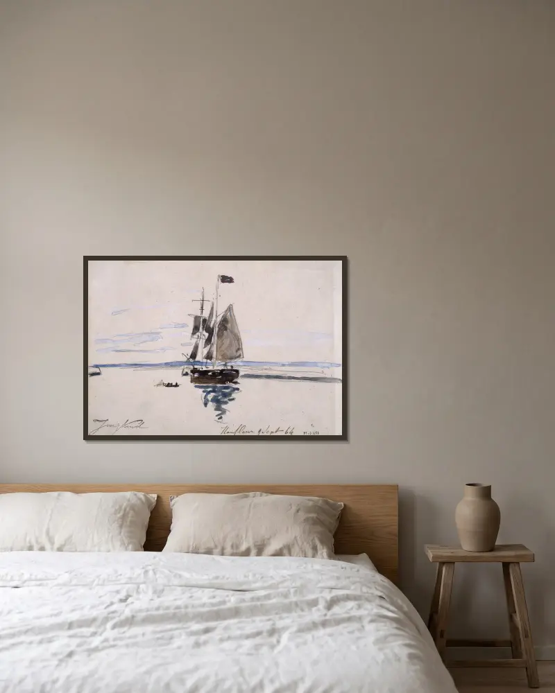 Morze w Honfleur, Johan Barthold Jongkind w ramie na ścianie