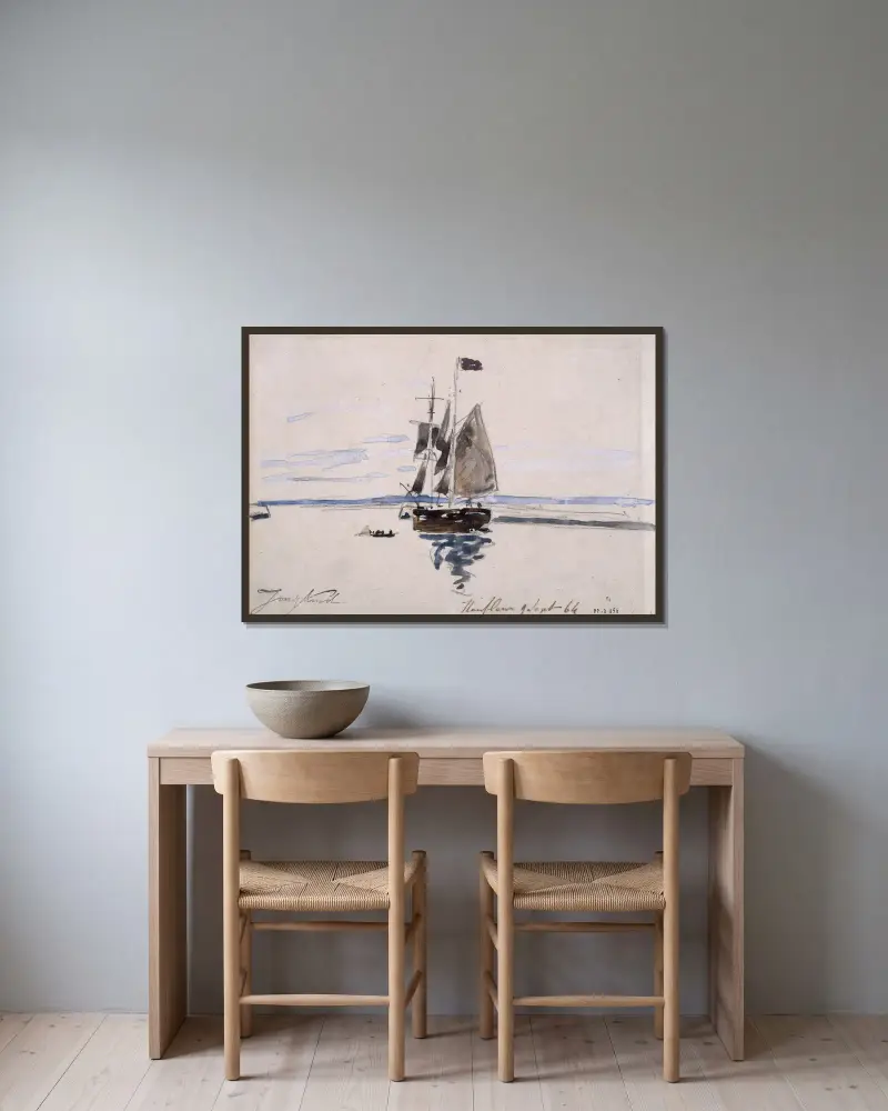 Morze w Honfleur, Johan Barthold Jongkind w ramie na ścianie
