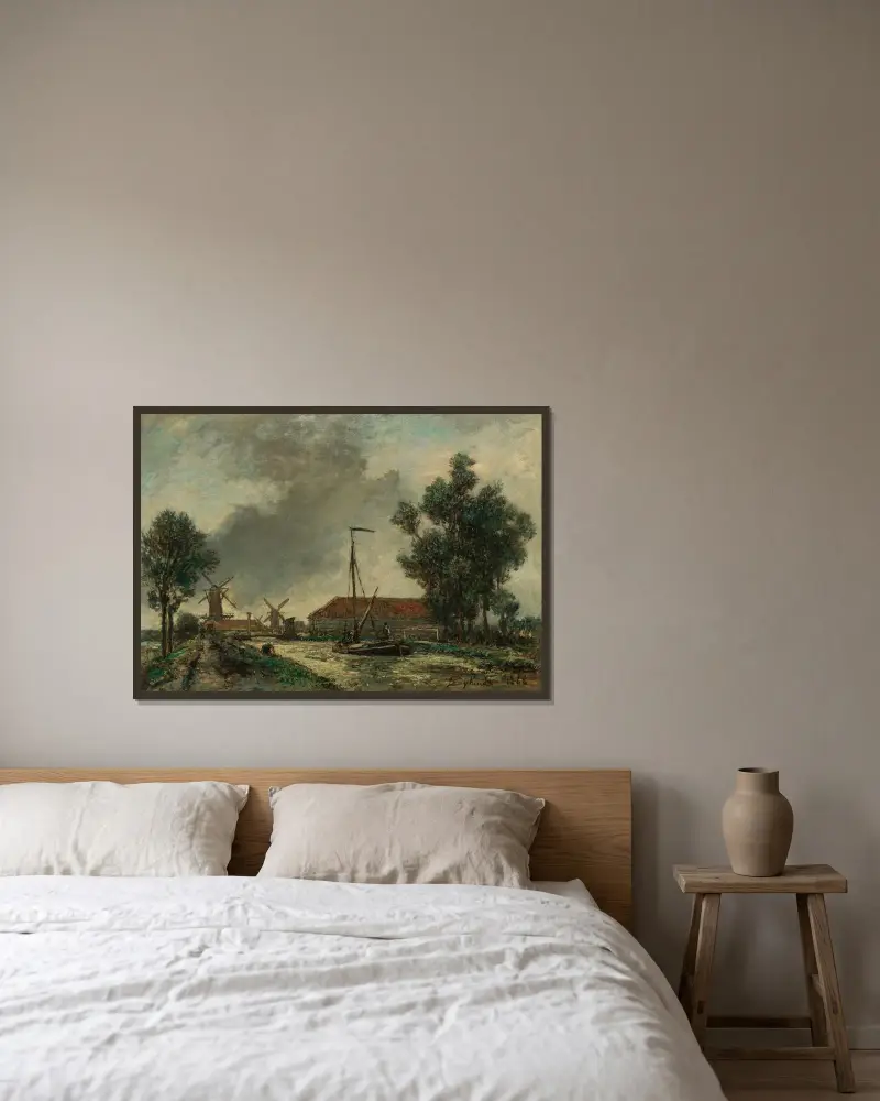 Bron, Holland av Johan Barthold Jongkind inramad på en vägg