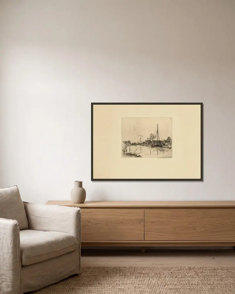 Der Kanal von Johan Barthold Jongkind gerahmt an einer Wand