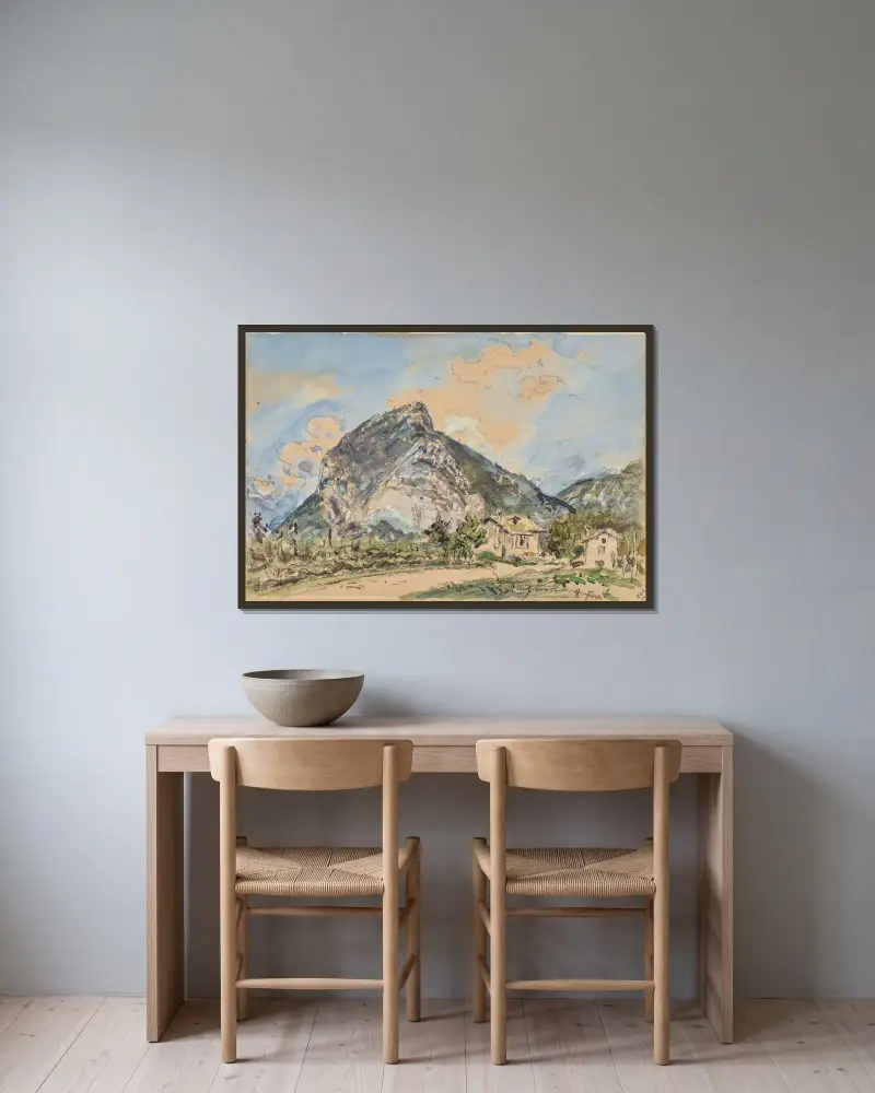 Neros hjälm, Sassenageslätten, Dauphiné av Johan Barthold Jongkind inramad på en vägg