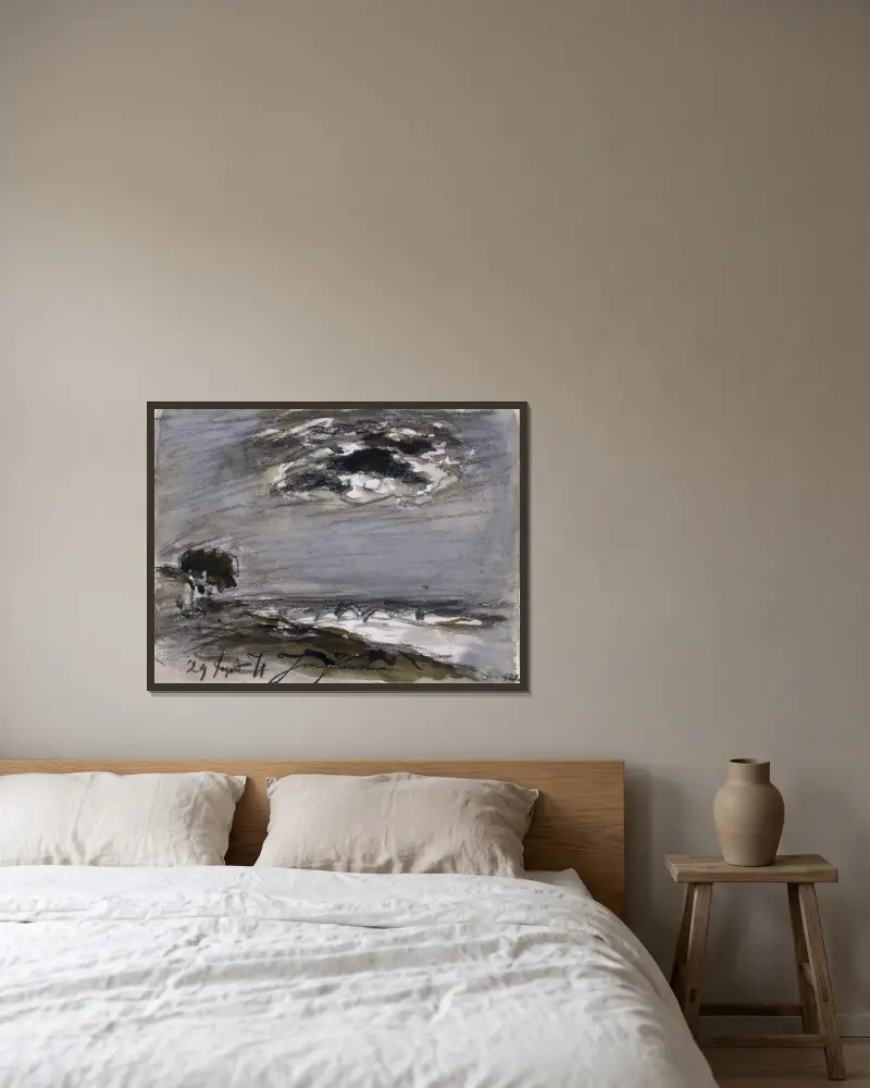 Stürmische See von Johan Barthold Jongkind gerahmt an einer Wand