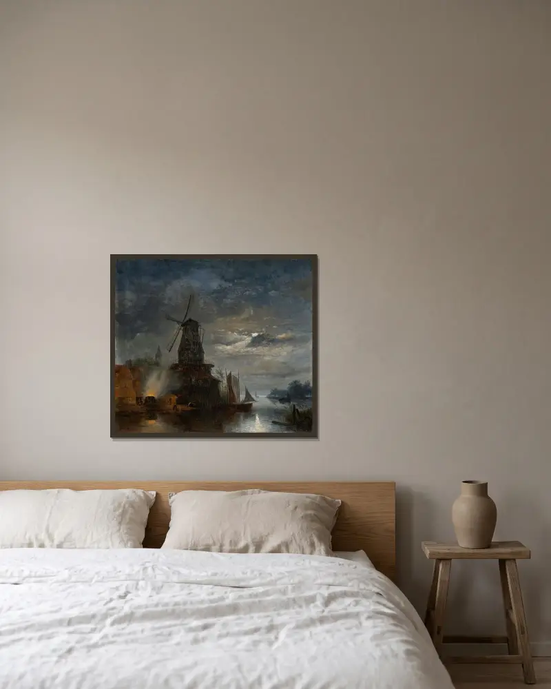 Kvarn och sågverk, Holland av Johan Barthold Jongkind inramad på en vägg