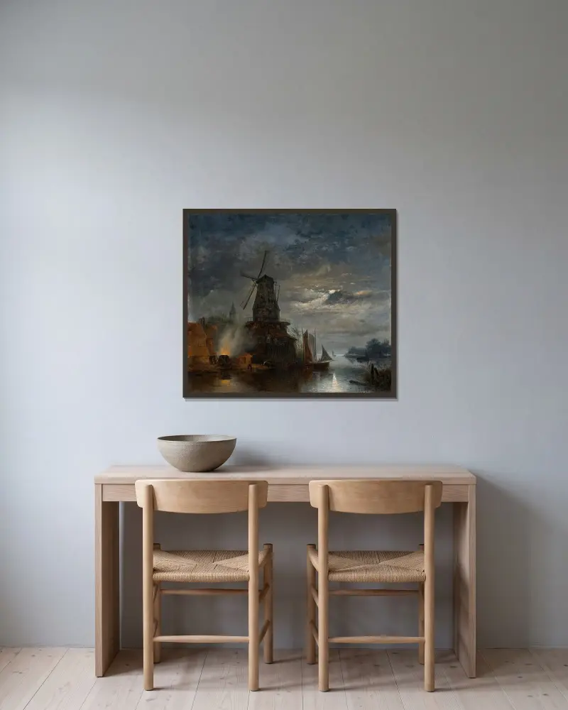 Kvarn och sågverk, Holland av Johan Barthold Jongkind inramad på en vägg