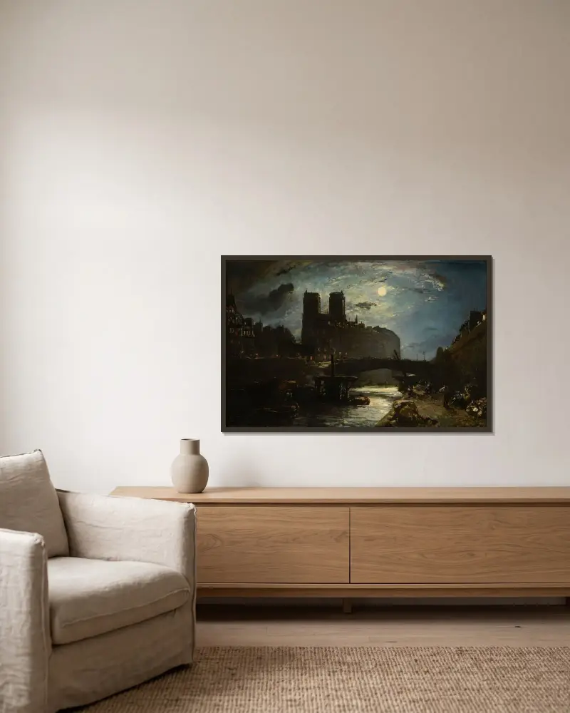 Notre-Dame de Paris av Johan Barthold Jongkind inramad på en vägg