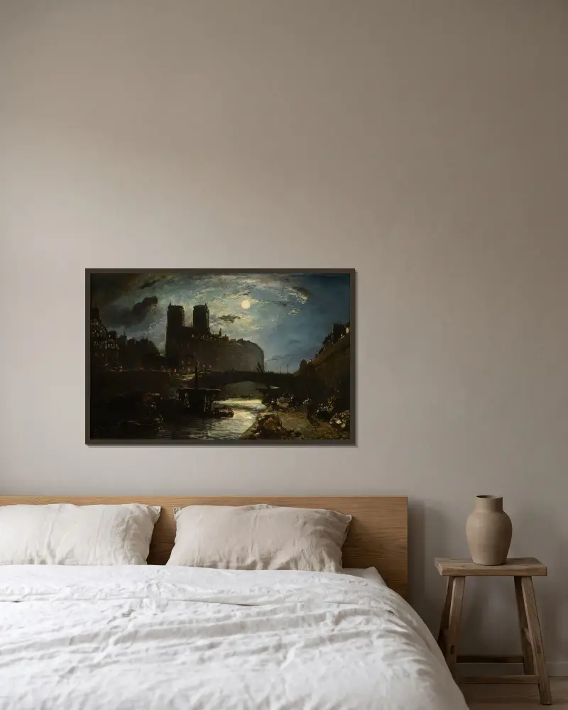 Notre-Dame de Paris av Johan Barthold Jongkind inramad på en vägg