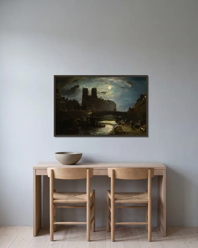 Notre-Dame de Paris av Johan Barthold Jongkind inramad på en vägg