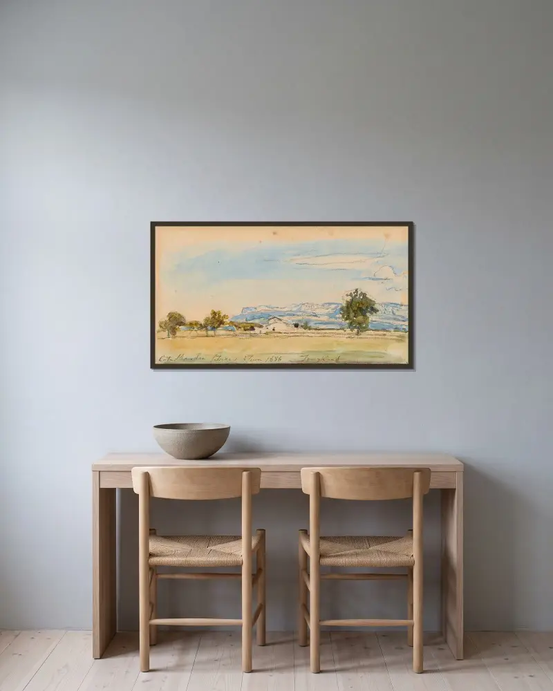 Landskap vid Côte Saint-André av Johan Barthold Jongkind inramad på en vägg